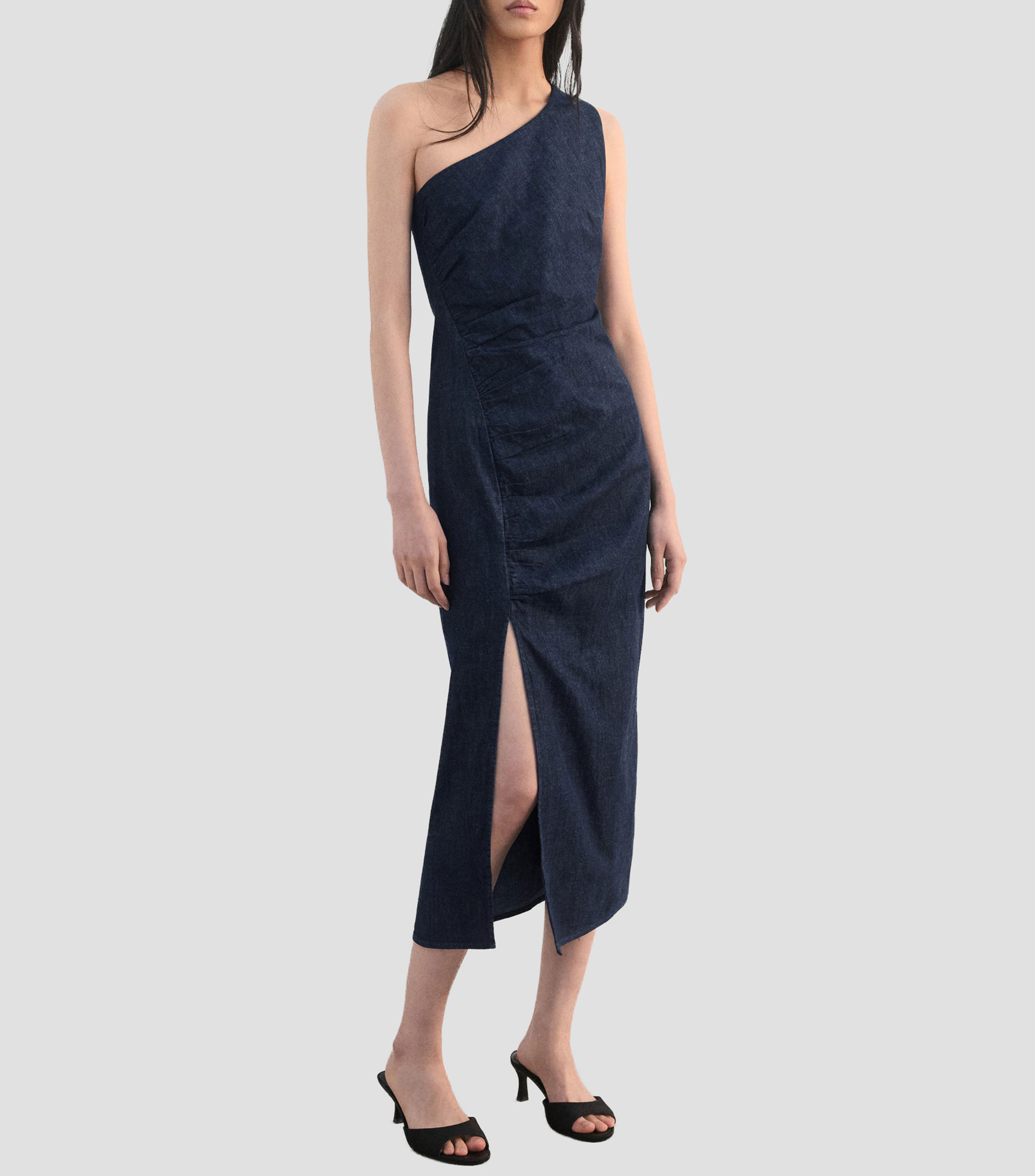 Vestido midi de diseño sólido Mujer